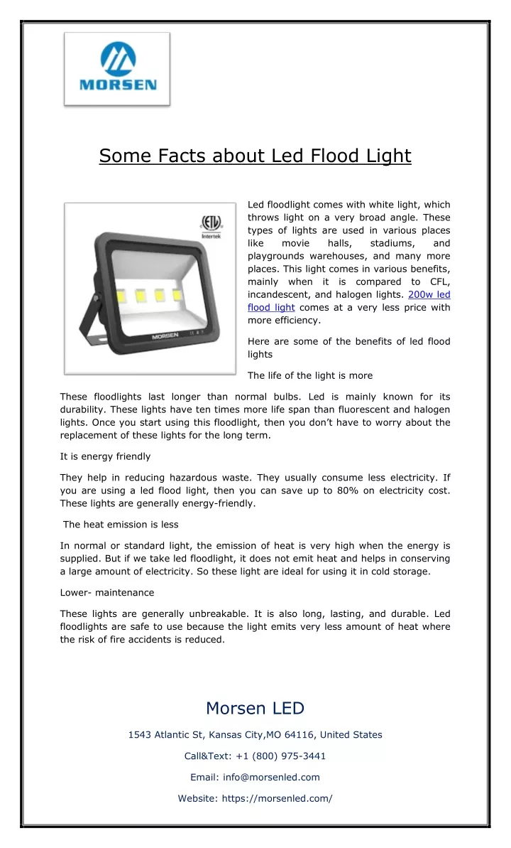 some facts about led flood light