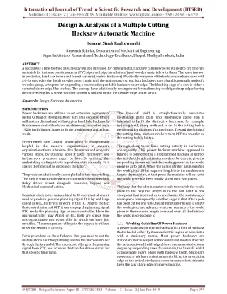 Design and Analysis of a Multiple Cutting Hacksaw Automatic Machine