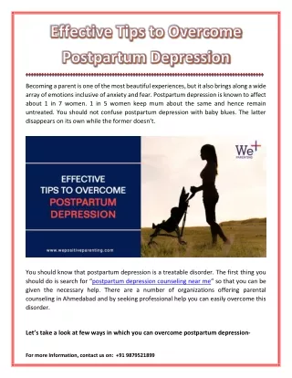 Effective Tips to Overcome Postpartum Depression