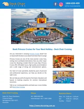 Book Princess Cruises for Your Next Holiday - Deck Chair Cruising
