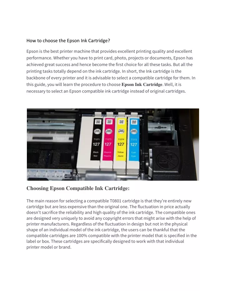 how to choose the epson ink cartridge
