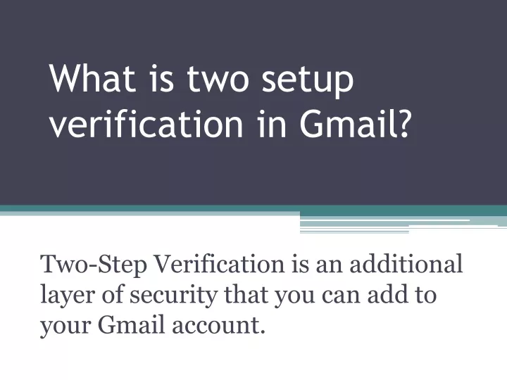 what is two setup verification in gmail