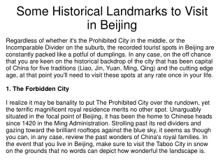 Some Historical Landmarks to Visit in Beijing