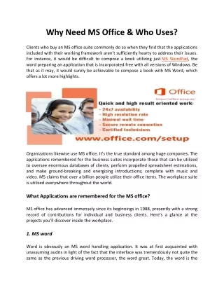 Why Need MS Office & Who Uses - Office.com/setup