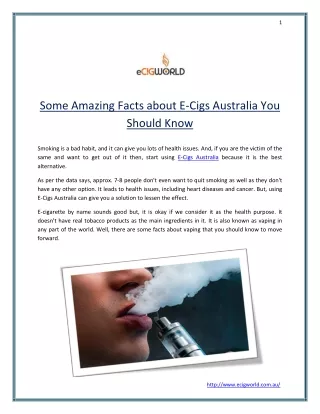 Some Amazing Facts about E-Cigs Australia You Should Know