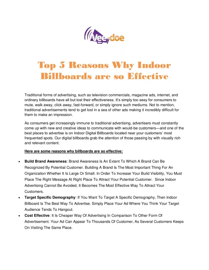 top 5 reasons why indoor billboards