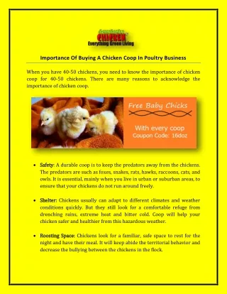 importance of buying a chicken coop in poultry