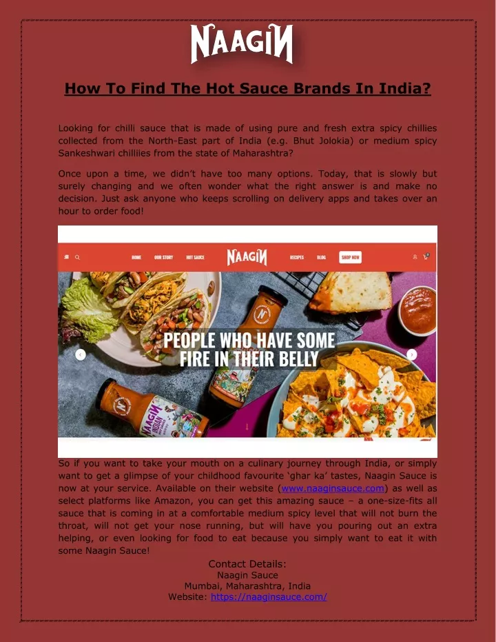 how to find the hot sauce brands in india