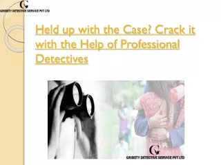 Held up with the Case? Crack it with the Help of Professional Detectives