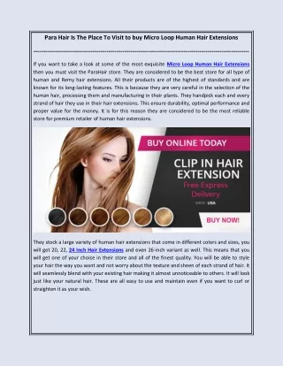 Para Hair Is The Place To Visit to buy Micro Loop Human Hair Extensions