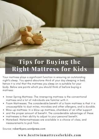 Tips for Buying the Right Mattress for Kids
