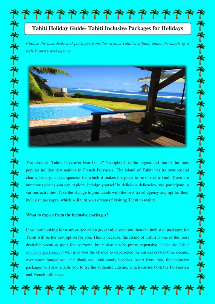 tahiti holiday guide tahiti inclusive packages