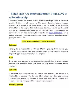 Things That Are More Important Than Love In A Relationship