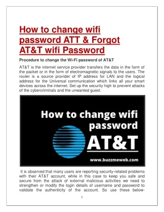 How to change wifi password ATT?