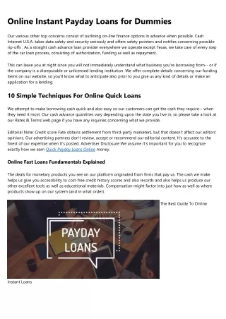 6 Simple Techniques For Quick Loans