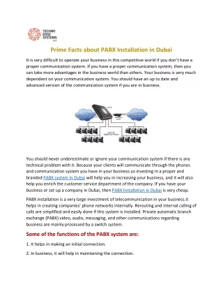 prime facts about pabx installation in dubai