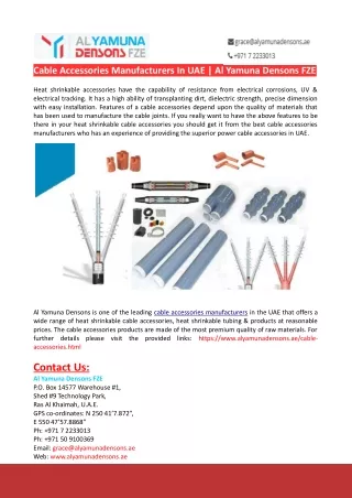 Cable Accessories Manufacturers In UAE-Al Yamuna Densons FZE