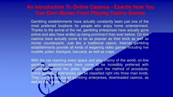 an introduction to online casinos exactly