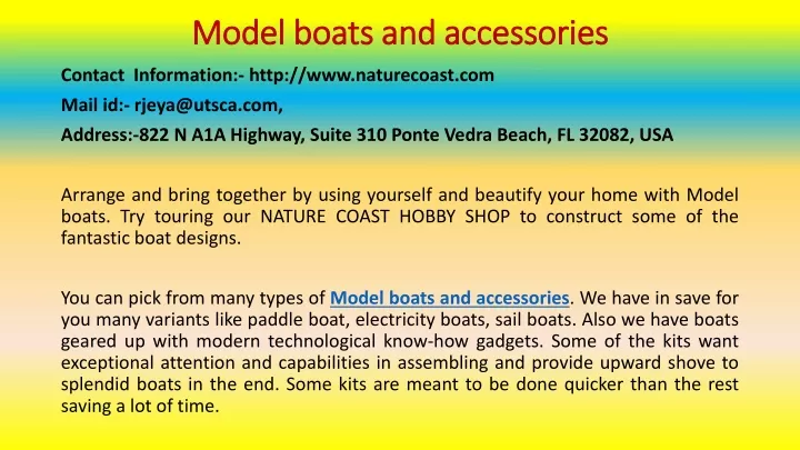 model boats and accessories