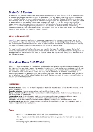 Brain C-13 Review – Helps To Support Your Mental Health!