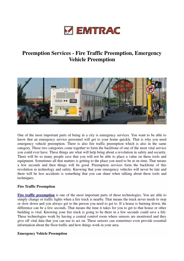 preemption services fire traffic preemption