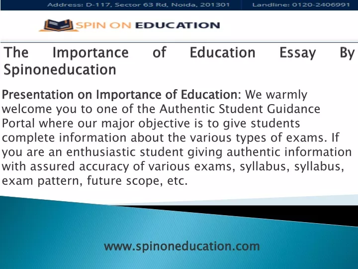 the importance of education essay by spinoneducation