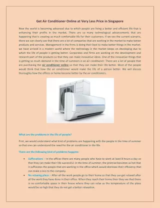 Get Air Conditioner Online at Very Less Price in Singapore