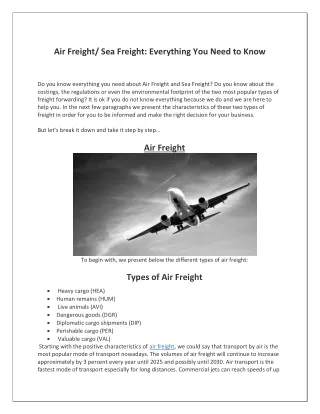 Air Freight/ Sea Freight: Everything You Need to Know