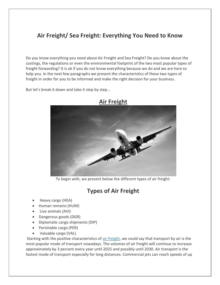 air freight sea freight everything you need