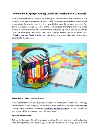 How Online Language Training Can Be Best Option For A Company?