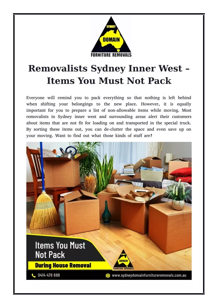 removalists sydney inner west items you must