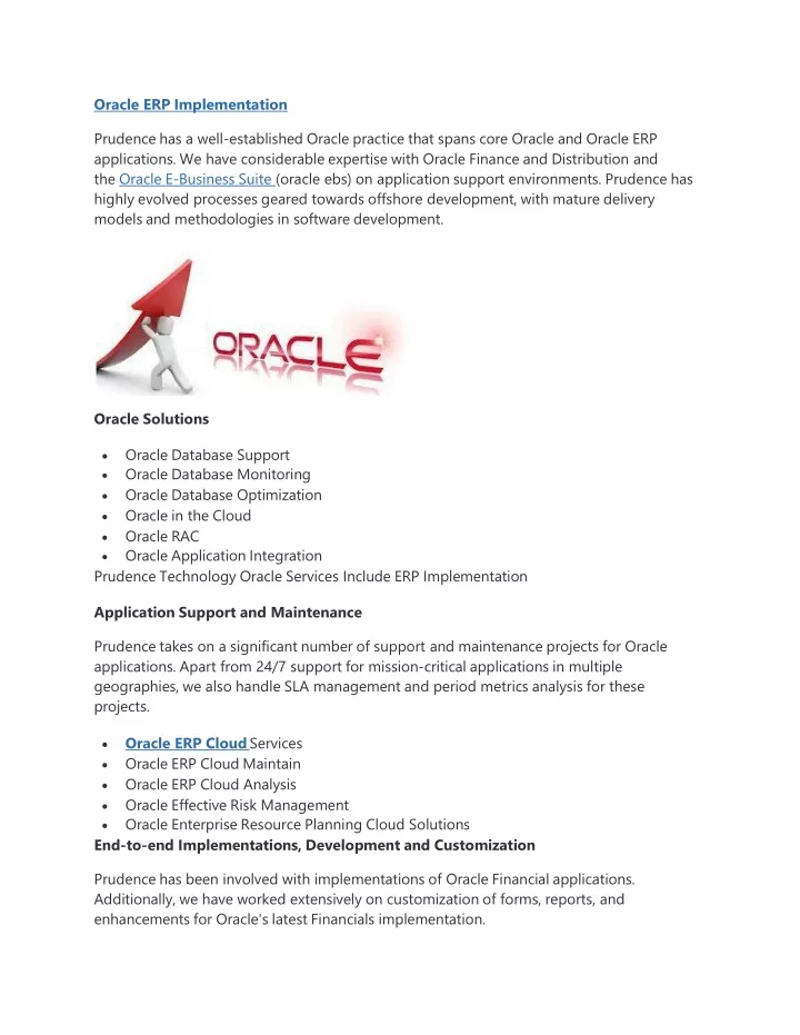 oracle erp implementation prudence has a well