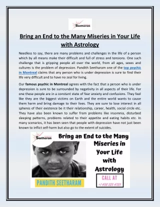 Bring an End to the Many Miseries in Your Life with Astrology