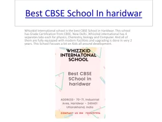 Best CBSE School in Haridwar | Whizzkid International school