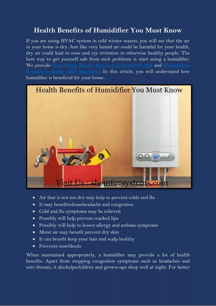health benefits of humidifier you must know