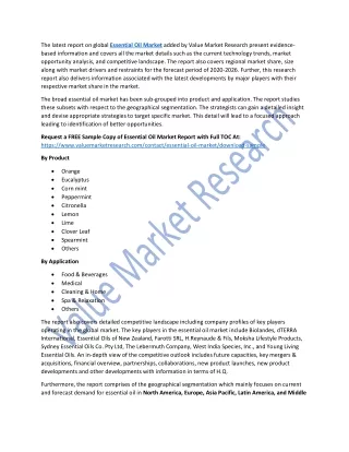 Essential Oil Market Research, Industry Demand and Opportunity Report Upto 2026