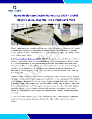 Global Home Healthcare Device Market 2014-2024