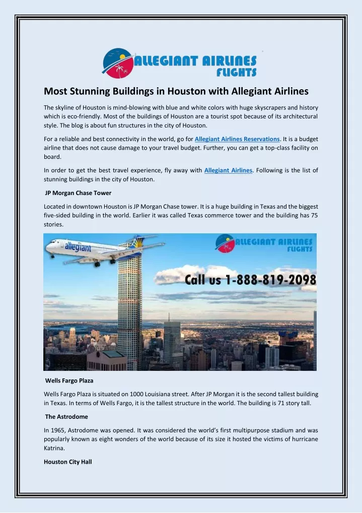 most stunning buildings in houston with allegiant