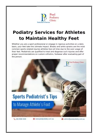 Podiatry Services for Athletes to Maintain Healthy Feet