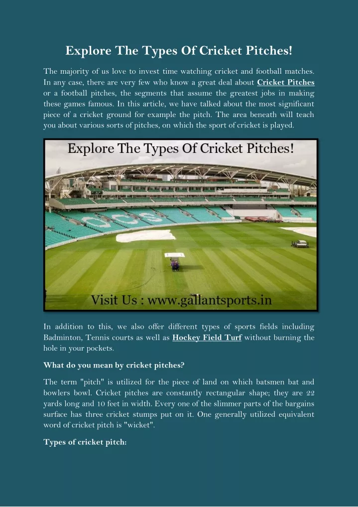 explore the types of cricket pitches