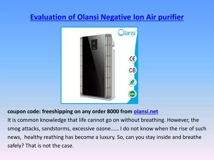 evaluation of olansi negative ion air purifier