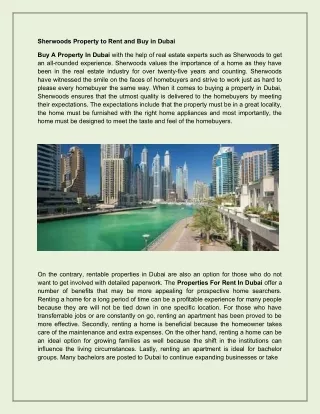 The Choice of Stunning Properties for Rent in Dubai