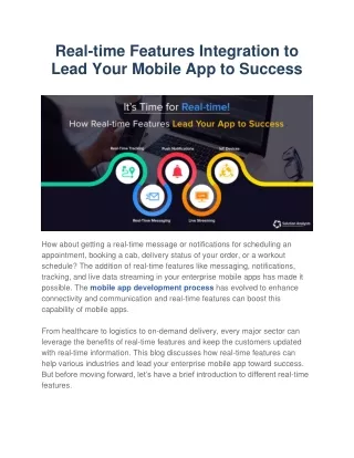 Real-time Features Integration to Lead Your Mobile App to Success