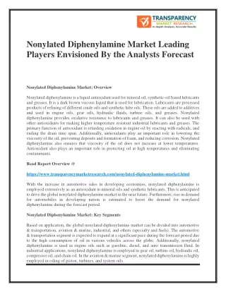 Nonylated Diphenylamine Market Leading Players Envisioned By The Analysts Forecast