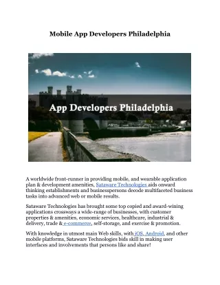 Mobile App Developers Philadelphia