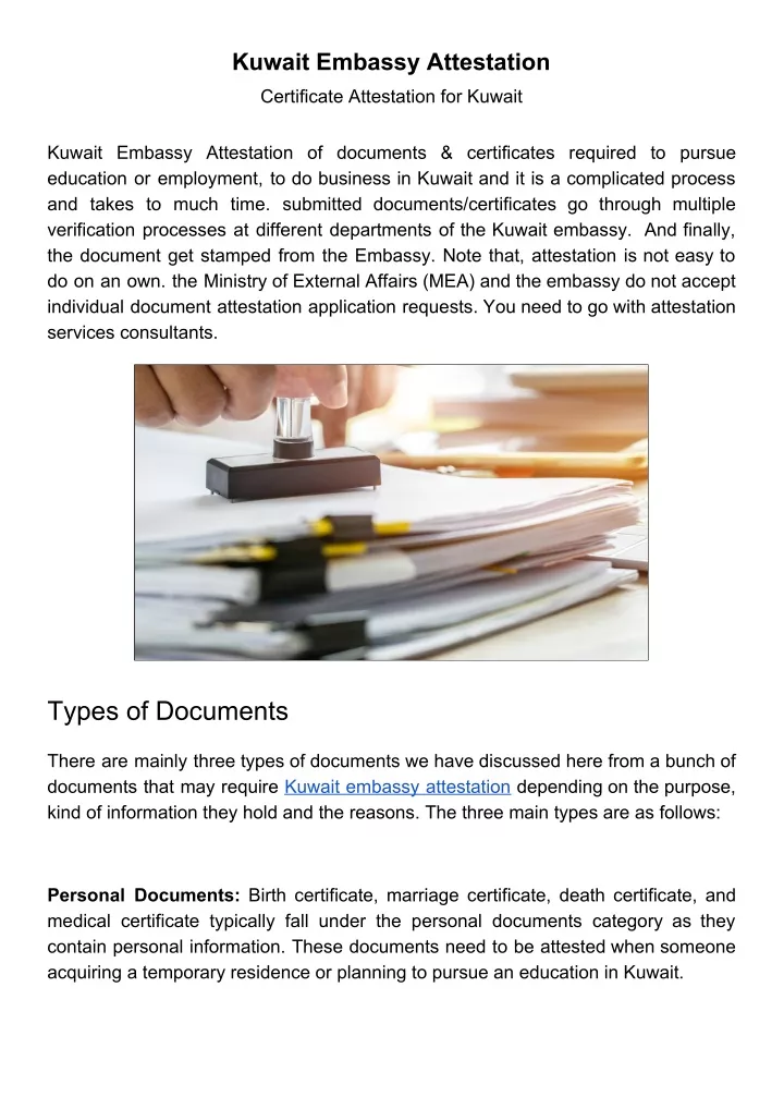 kuwait embassy attestation