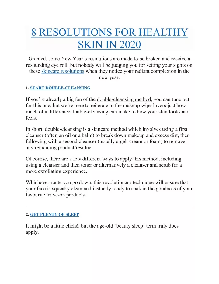 8 resolutions for healthy skin in 2020