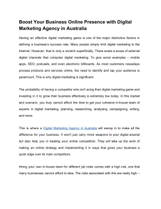 Boost Your Business Online Presence with Digital Marketing Agency