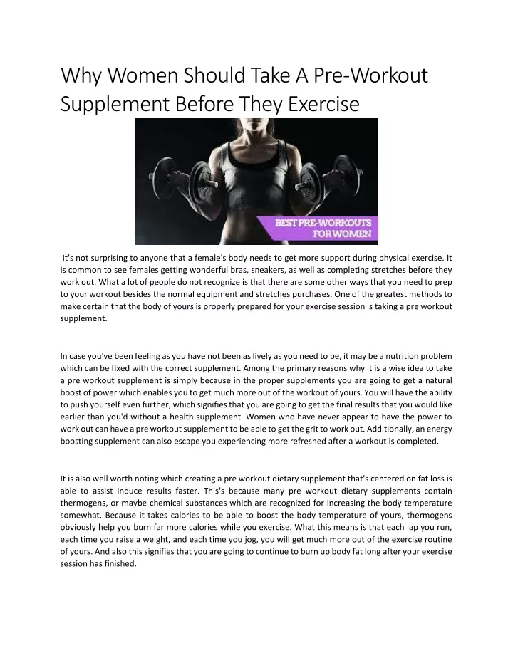 why women should take a pre workout supplement