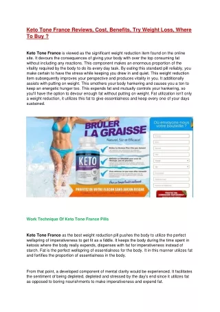 Keto Tone France Reviews, Cost, Benefits, Try Weight Loss, Where To Buy ?